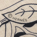 エルメス HERMES ショール カレ140 CARRE カレジェアン ベージュ×ブラック カシミヤ シルク ストール 【JUNGLE LOVE /ジャングルラブ】