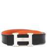 エルメス HERMES コンスタンスH ＃65 ブラック×オレンジ ボックスカーフ メタル #65 ベルト Hバックル 黒 オレンジ