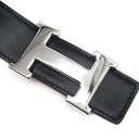 エルメス HERMES コンスタンスH ＃65 ブラック×オレンジ ボックスカーフ メタル #65 ベルト Hバックル 黒 オレンジ