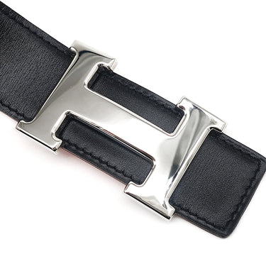 エルメス HERMES コンスタンスH ＃65 ブラック×オレンジ ボックスカーフ メタル #65 ベルト Hバックル 黒 オレンジ