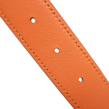 エルメス HERMES コンスタンスH ＃65 ブラック×オレンジ ボックスカーフ メタル #65 ベルト Hバックル 黒 オレンジ