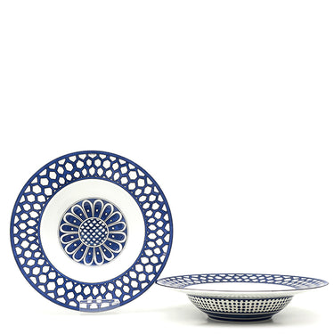 エルメス HERMES ブルーダイユール スーププレート 21cm 2枚セット 030113P2 ブルー×ホワイト 磁器 食器 ペア 洋食器 生産終了品 ポーセリン