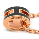 エルメス HERMES ポップアッシュ ミニ ペンダント ブラック×ローズゴールド GP ラッカー ネックレス ピンクゴールド Hモチーフ