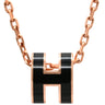 エルメス HERMES ポップアッシュ ミニ ペンダント ブラック×ローズゴールド GP ラッカー ネックレス ピンクゴールド Hモチーフ 新品 未使用