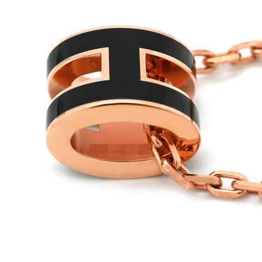 エルメス HERMES ポップアッシュ ミニ ペンダント ブラック×ローズゴールド GP ラッカー ネックレス ピンクゴールド Hモチーフ 新品 未使用