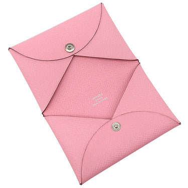 エルメス HERMES カルヴィ ローズコンフェッティ ヴォーエプソン カードケース シルバー金具 カード入れ