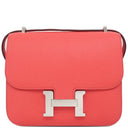 エルメス HERMES コンスタンス3 ミニ ミロワール ローズテキサス シェーブル ショルダーバッグ シルバー金具