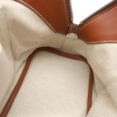 エルメス HERMES ボリード35 リラックス フォーブ ヴォーシッキム ハンドバッグ シルバー金具 茶