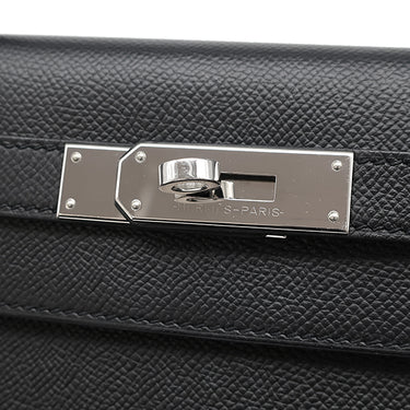 エルメス HERMES ケリー28 外縫い ブラック ヴォーエプソン 2WAYバッグ シルバー金具 黒 ショルダー