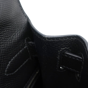 エルメス HERMES ケリー28 外縫い ブラック ヴォーエプソン 2WAYバッグ シルバー金具 黒 ショルダー