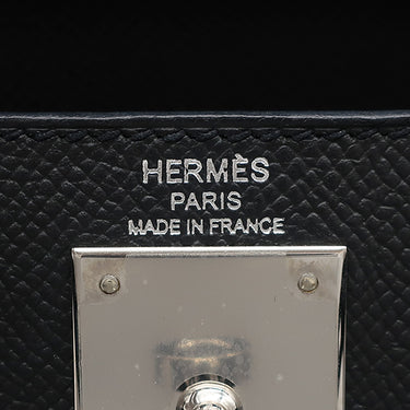 エルメス HERMES ケリー28 外縫い ブラック ヴォーエプソン 2WAYバッグ シルバー金具 黒 ショルダー