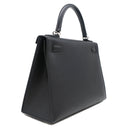 エルメス HERMES ケリー28 外縫い ブラック ヴォーエプソン 2WAYバッグ シルバー金具 黒 ショルダー
