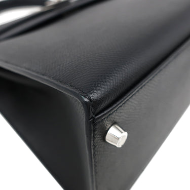 エルメス HERMES ケリー28 外縫い ブラック ヴォーエプソン 2WAYバッグ シルバー金具 黒 ショルダー