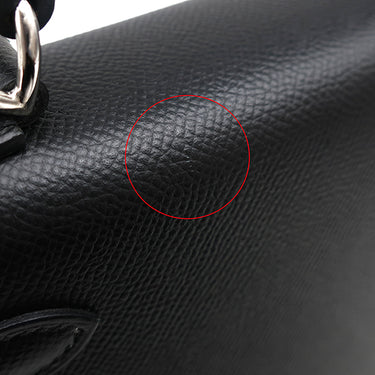 エルメス HERMES ケリー28 外縫い ブラック ヴォーエプソン 2WAYバッグ シルバー金具 黒 ショルダー