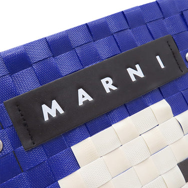 マルニ MARNI アニマル バスケットバッグ ブルー ポリプロピレン ハンドバッグ シルバー金具 青 犬 クリームドッグ マルニマーケット