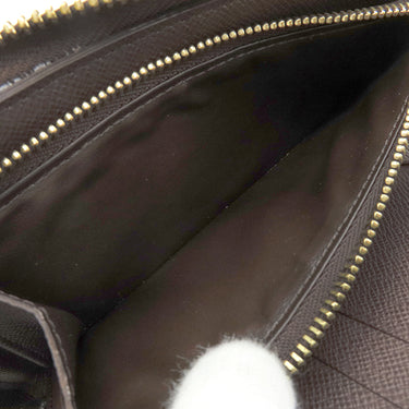 ルイヴィトン LOUIS VUITTON ジッピー コンパクト ウォレット N60028 ダミエ ダミエキャンバス 長財布 ゴールド金具 ラウンドファスナー 茶