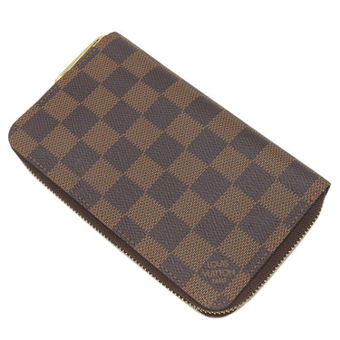 ルイヴィトン LOUIS VUITTON ジッピー コンパクト ウォレット N60028 ダミエ ダミエキャンバス 長財布 ゴールド金具 ラウンドファスナー 茶