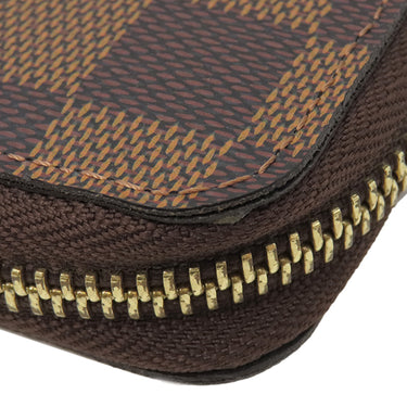 ルイヴィトン LOUIS VUITTON ジッピー コンパクト ウォレット N60028 ダミエ ダミエキャンバス 長財布 ゴールド金具 ラウンドファスナー 茶