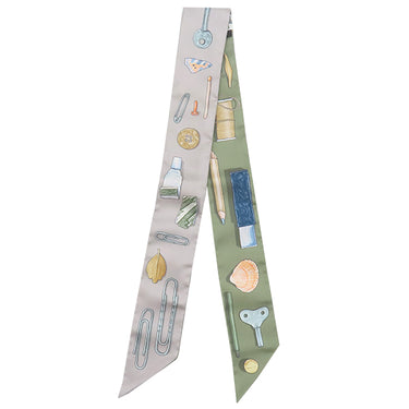 エルメス HERMES ツイリー グリ ペルル×ヴェール アマンド×ベージュ シルク スカーフ 新品 未使用 【IN THE POCKET/イン ザ ポケット】