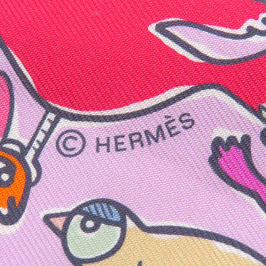 エルメス HERMES ツイリー パルム×ローズヴィフ×キャメル シルク スカーフ 【MILLE ET UN LAPINS/千と一のウサギ】