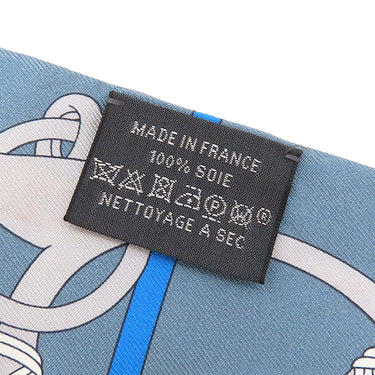 エルメス HERMES ツイリー グリス×シエル×オレンジ シルク スカーフ 【PANOPLIE EQUESTRE/乗馬の装具一式】