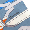 エルメス HERMES ツイリー グリス×シエル×オレンジ シルク スカーフ 【PANOPLIE EQUESTRE/乗馬の装具一式】