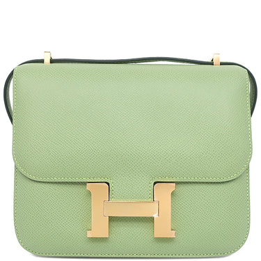 エルメス HERMES コンスタンス3 ミニ ヴェールクリケット ヴォーエプソン ショルダーバッグ ゴールド金具 緑