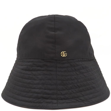 グッチ GUCCI GGマーモント バケットハット 729470 ブラック ポリエステル 14039 ＃58 ハット ゴールド金具 黒