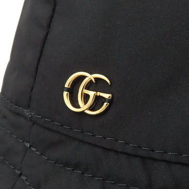 グッチ GUCCI GGマーモント バケットハット 729470 ブラック ポリエステル 14039 ＃58 ハット ゴールド金具 黒