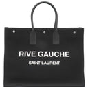 サンローラン SAINT LAURENT リヴ ゴーシュ 499290 ブラック コットン レザー トートバッグ シルバー金具 黒 RIVE GAUCHE