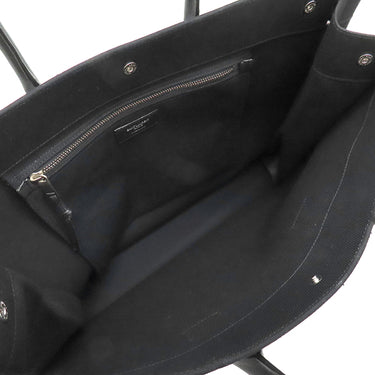 サンローラン SAINT LAURENT リヴ ゴーシュ 499290 ブラック コットン レザー トートバッグ シルバー金具 黒 RIVE GAUCHE