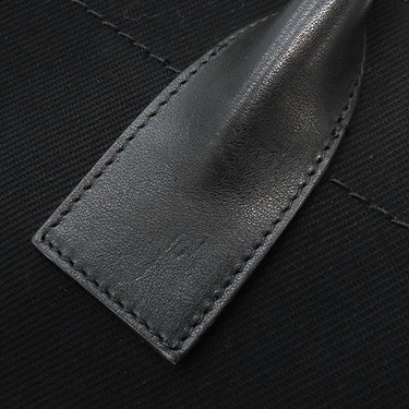 サンローラン SAINT LAURENT リヴ ゴーシュ 499290 ブラック コットン レザー トートバッグ シルバー金具 黒 RIVE GAUCHE