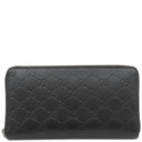 グッチ GUCCI マイクログッチシマ 447906 ブラック レザー 長財布 シルバー金具 オーガナイザー カード入れ ラウンドファスナー 黒
