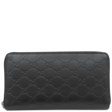 グッチ GUCCI マイクログッチシマ 447906 ブラック レザー 長財布 シルバー金具 オーガナイザー カード入れ ラウンドファスナー 黒