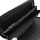 グッチ GUCCI マイクログッチシマ 447906 ブラック レザー 長財布 シルバー金具 オーガナイザー カード入れ ラウンドファスナー 黒