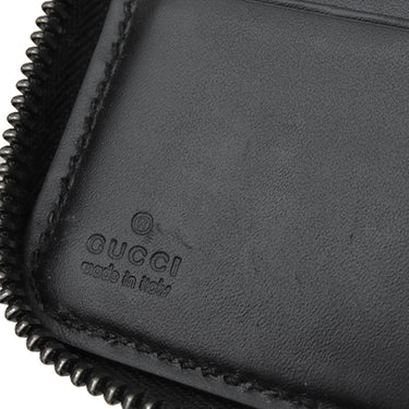 グッチ GUCCI マイクログッチシマ 447906 ブラック レザー 長財布 シルバー金具 オーガナイザー カード入れ ラウンドファスナー 黒