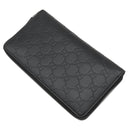 グッチ GUCCI マイクログッチシマ 447906 ブラック レザー 長財布 シルバー金具 オーガナイザー カード入れ ラウンドファスナー 黒