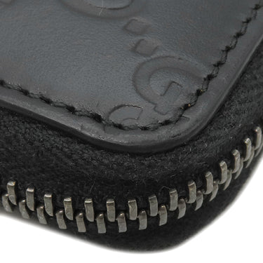 グッチ GUCCI マイクログッチシマ 447906 ブラック レザー 長財布 シルバー金具 オーガナイザー カード入れ ラウンドファスナー 黒