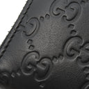 グッチ GUCCI マイクログッチシマ 447906 ブラック レザー 長財布 シルバー金具 オーガナイザー カード入れ ラウンドファスナー 黒