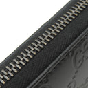 グッチ GUCCI マイクログッチシマ 447906 ブラック レザー 長財布 シルバー金具 オーガナイザー カード入れ ラウンドファスナー 黒