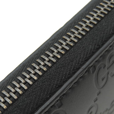 グッチ GUCCI マイクログッチシマ 447906 ブラック レザー 長財布 シルバー金具 オーガナイザー カード入れ ラウンドファスナー 黒