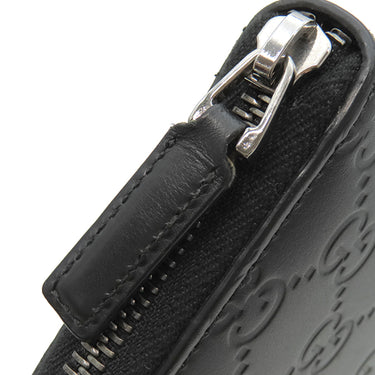 グッチ GUCCI マイクログッチシマ 447906 ブラック レザー 長財布 シルバー金具 オーガナイザー カード入れ ラウンドファスナー 黒