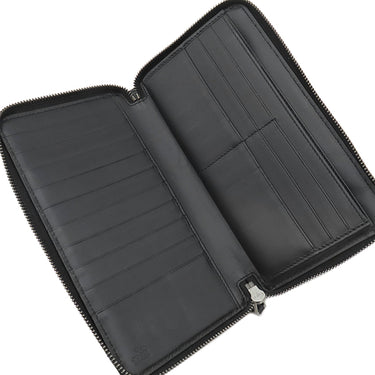 グッチ GUCCI マイクログッチシマ 447906 ブラック レザー 長財布 シルバー金具 オーガナイザー カード入れ ラウンドファスナー 黒