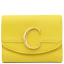 クロエ Chloe C トリフォールド ウォレット スタンイエロー レザー 三つ折り財布 ゴールド金具 黄 ミニ財布