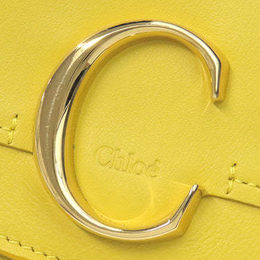 クロエ Chloe C トリフォールド ウォレット スタンイエロー レザー 三つ折り財布 ゴールド金具 黄 ミニ財布