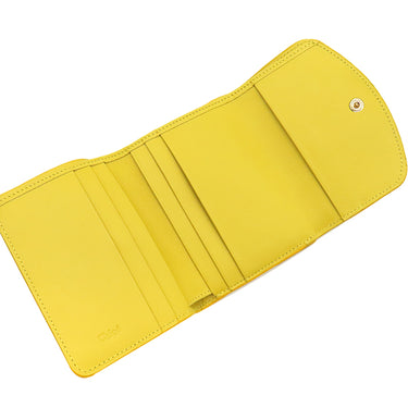 クロエ Chloe C トリフォールド ウォレット スタンイエロー レザー 三つ折り財布 ゴールド金具 黄 ミニ財布