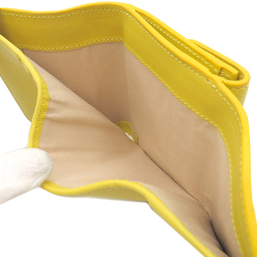 クロエ Chloe C トリフォールド ウォレット スタンイエロー レザー 三つ折り財布 ゴールド金具 黄 ミニ財布