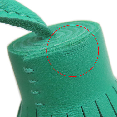 エルメス HERMES カルメン ウノドス ミント×モーヴシルべストル ラムスキン キーリング シルバー金具 緑 ピンク フリンジ キーホルダー