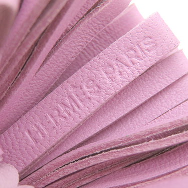 エルメス HERMES カルメン ウノドス ミント×モーヴシルべストル ラムスキン キーリング シルバー金具 緑 ピンク フリンジ キーホルダー