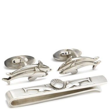 ジョージ・ジェンセン Georg Jensen イルカモチーフ タイピン カフスセット 73・129 シルバー シルバー925 タイピン AG925 タイバー カフリンクス